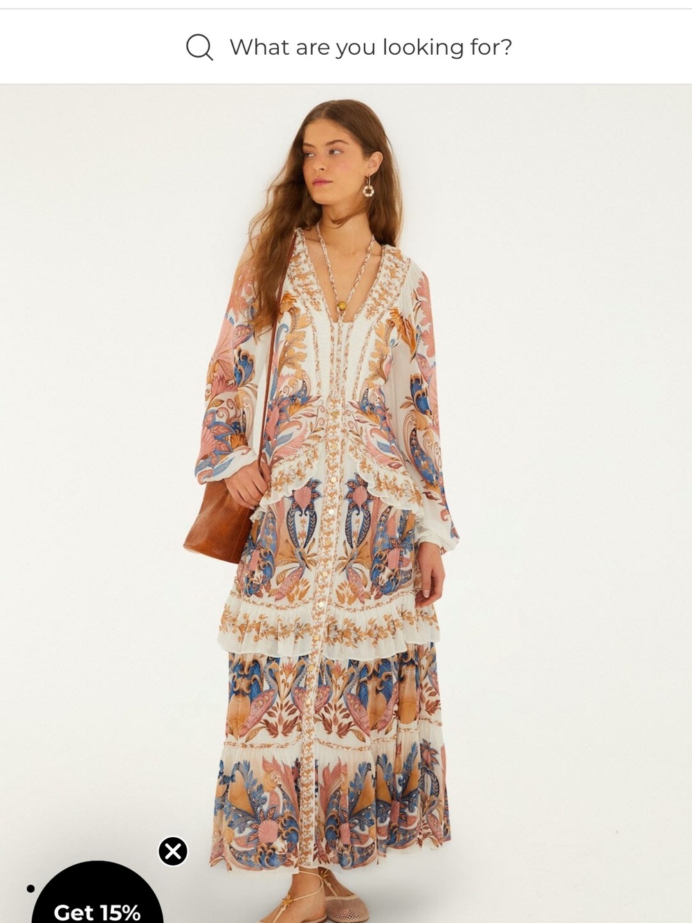 NWT FARM Rio Off-White Sea Garden Ruffled Maxi Dress